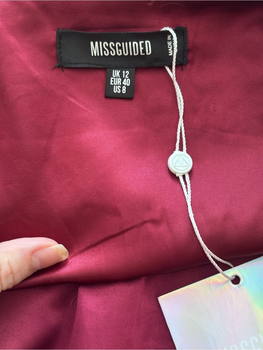 Missguided Burgundy Plunge Long Sleeve Mini Dress - Picture 10 of 13